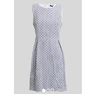 Brooks Brothers dress size 14 summer white blue eyelet preppy professional work